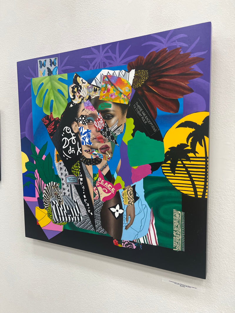 In Peace & Balance – Collage Portrait – Original Acrylic Painting – Vanity Pop Series – Wall Decor by Vakseen