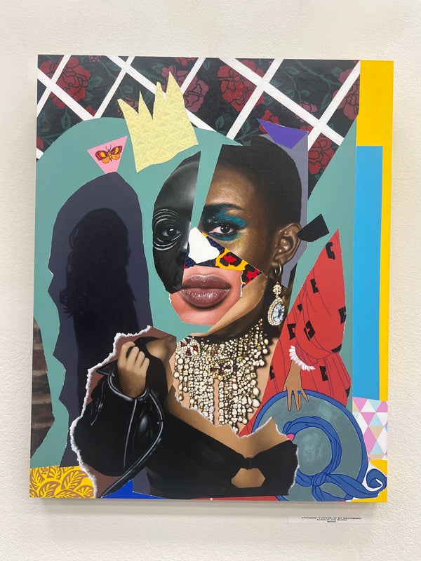 Throne of My Becoming – Collage Portrait – Original Acrylic Painting – Vanity Pop Series – Wall Decor by Vakseen