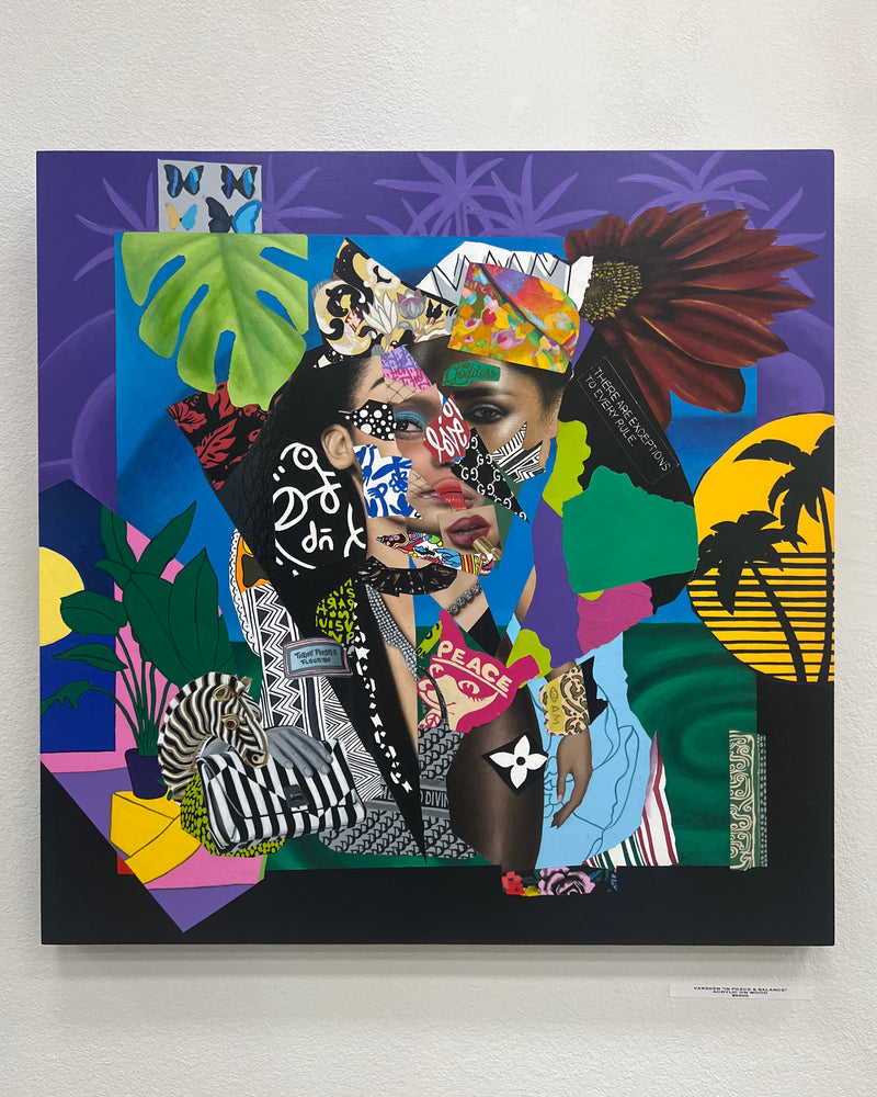 In Peace & Balance – Collage Portrait – Original Acrylic Painting – Vanity Pop Series – Wall Decor by Vakseen