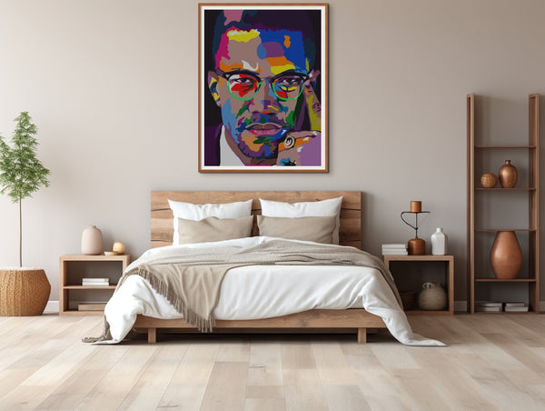 By Any Means - Malcolm X Portrait - Limited Edition Giclee Art Print & Wall Decor - Vakseen Art