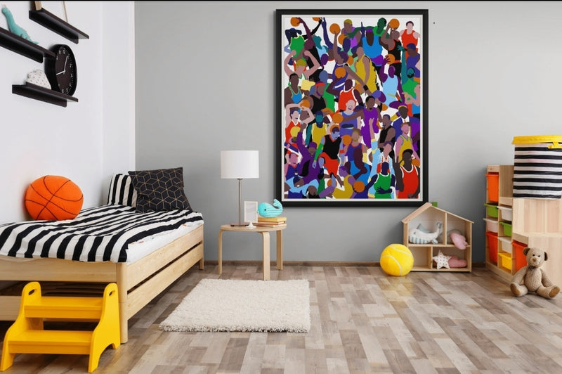 All In - Abstract Basketball Portrait Art - Limited Edition Giclee Art Print & Wall Decor - Vakseen Art