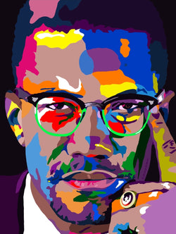 By Any Means -  Malcolm X portrait art - Limited Edition Hand-Embellished Canvas Art Giclee - Vakseen Art