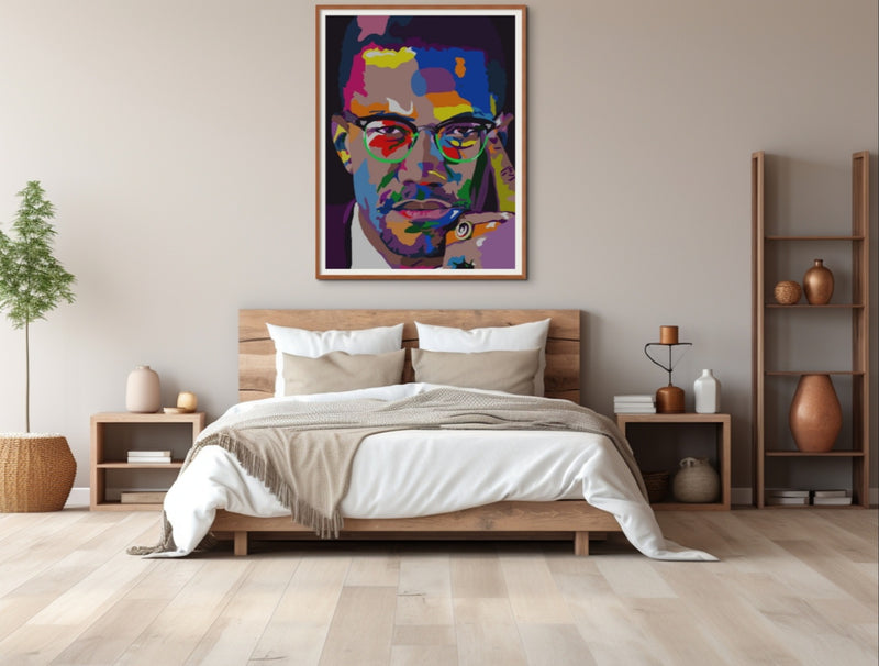 By Any Means -  Malcolm X portrait art - Limited Edition Hand-Embellished Canvas Art Giclee - Vakseen Art