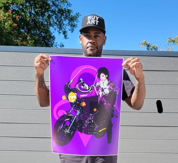 Purple Reign - Prince-Inspired Limited Edition Hand-Embellished Canvas Giclée – Wall Art by Vakseen
