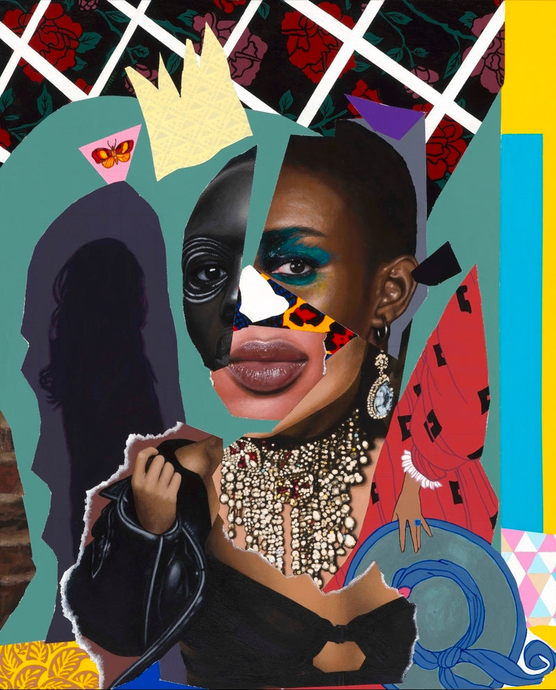 Throne of My Becoming – Collage Portrait – Original Acrylic Painting – Vanity Pop Series – Wall Decor by Vakseen