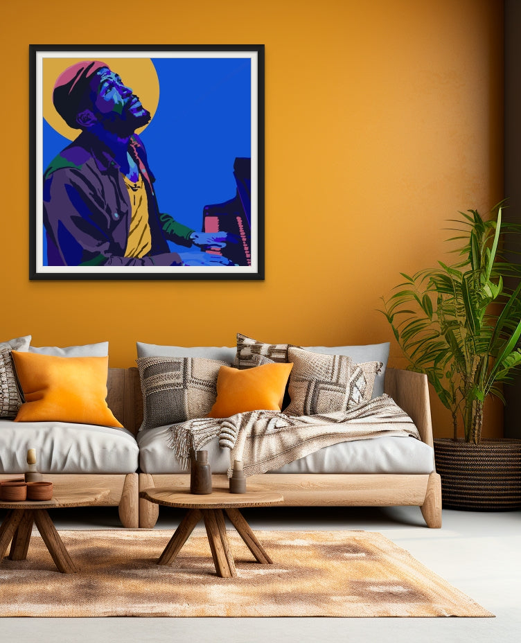 What’s Going On Marvin Gaye original painting by Vakseen displayed in a contemporary interior