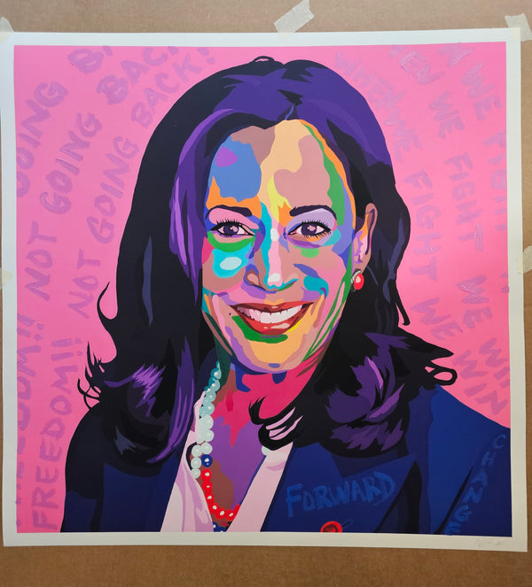 Madam Vice President - Kamala Harris portrait art - Limited Edition Hand-Embellished Art Giclee - Vakseen Art