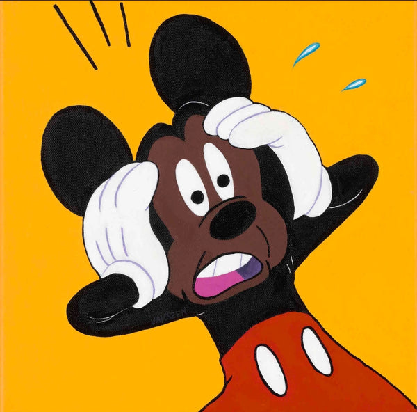 Gee GOSH!! - FOBP - Black Mickey Mouse portrait art - art - Limited Edition Hand-Embellished Canvas Art - Vakseen Art