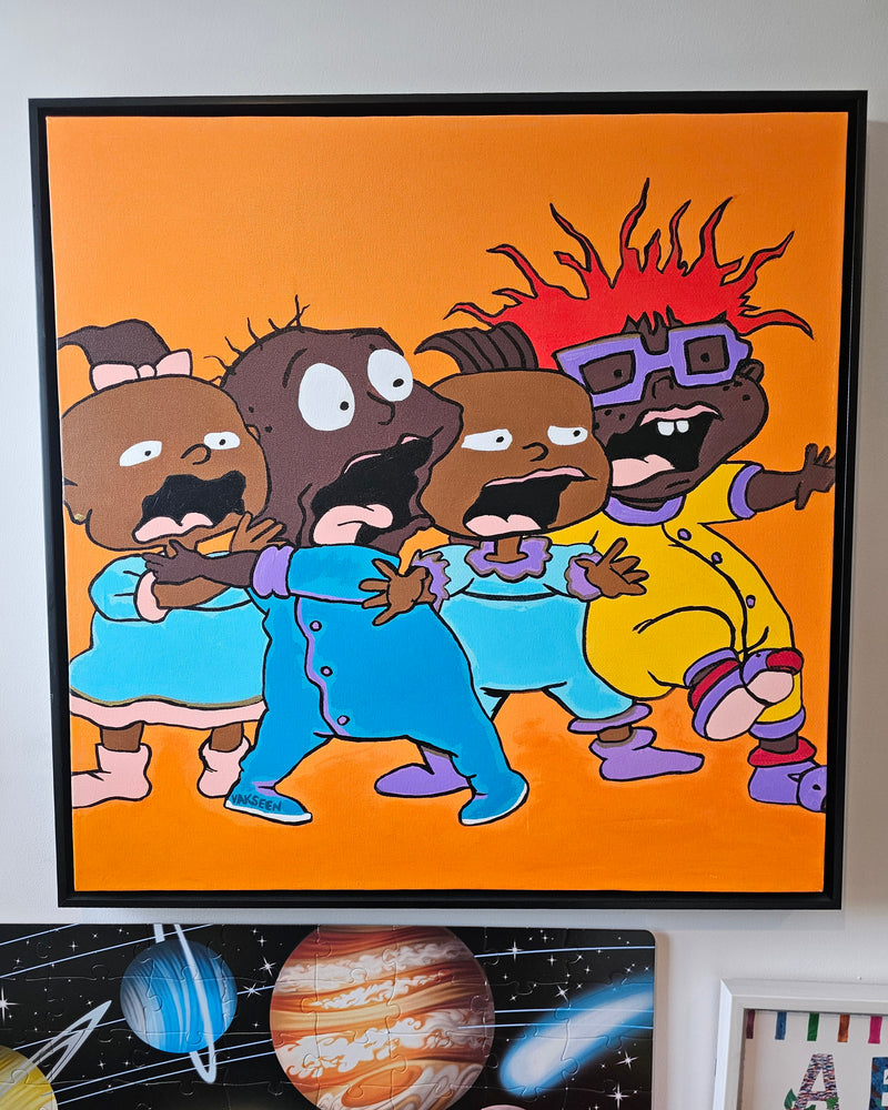 I Don't Know, Tommy - FOBP - Black Rugrats portrait art - Limited Edition Hand-Embellished Canvas Art - Vakseen Art