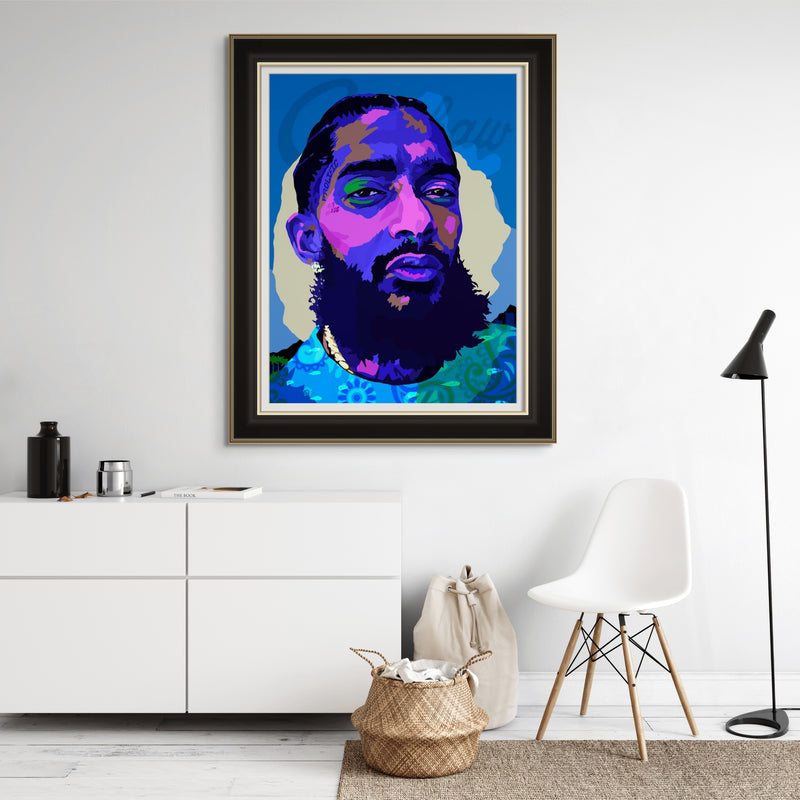 Nipsey Blue - Nipsey Hussle Portrait - Limited Edition Giclee Art Print & Wall Decor - Vakseen Art