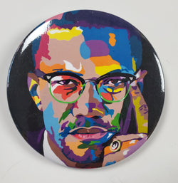 By Any Means - Malcolm X - 3" buttons - Custom Pop Art Buttons for Fashion Apparel
