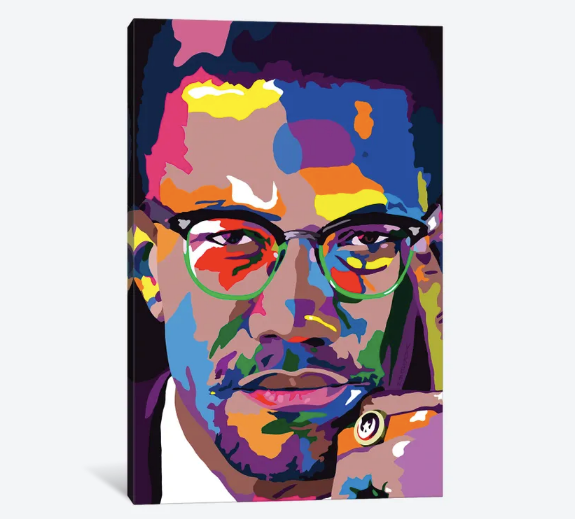 By Any Means - Malcolm X portrait art - Canvas Art Prints - Vakseen Art