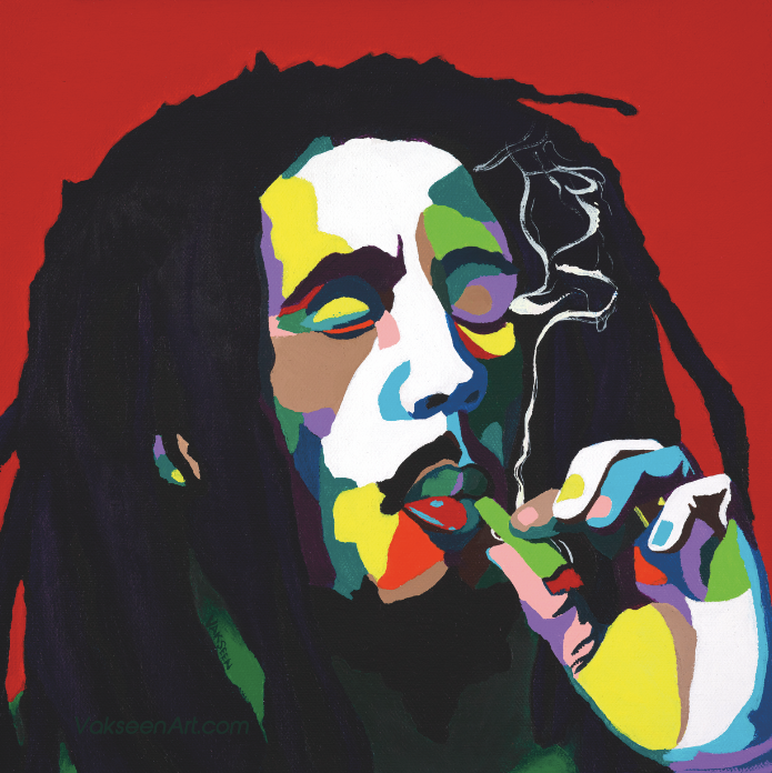 Burnin Bob -  Bob Marley portrait art - Custom Art Stickers for Laptops & Wall Decor - Vakseen Art