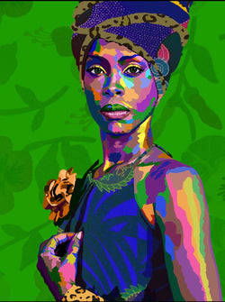 Green Eyes - Erykah Badu Portrait art - Limited Edition Giclee Art Print & Wall Decor - Vakseen Art