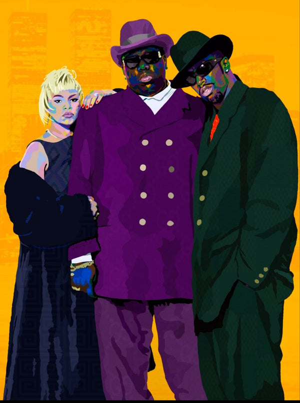 Mo Money Mo Problems - Faith Biggie & Puff Daddy Portrait - Limited Edition Giclee Art Print & Wall Decor - Vakseen Art