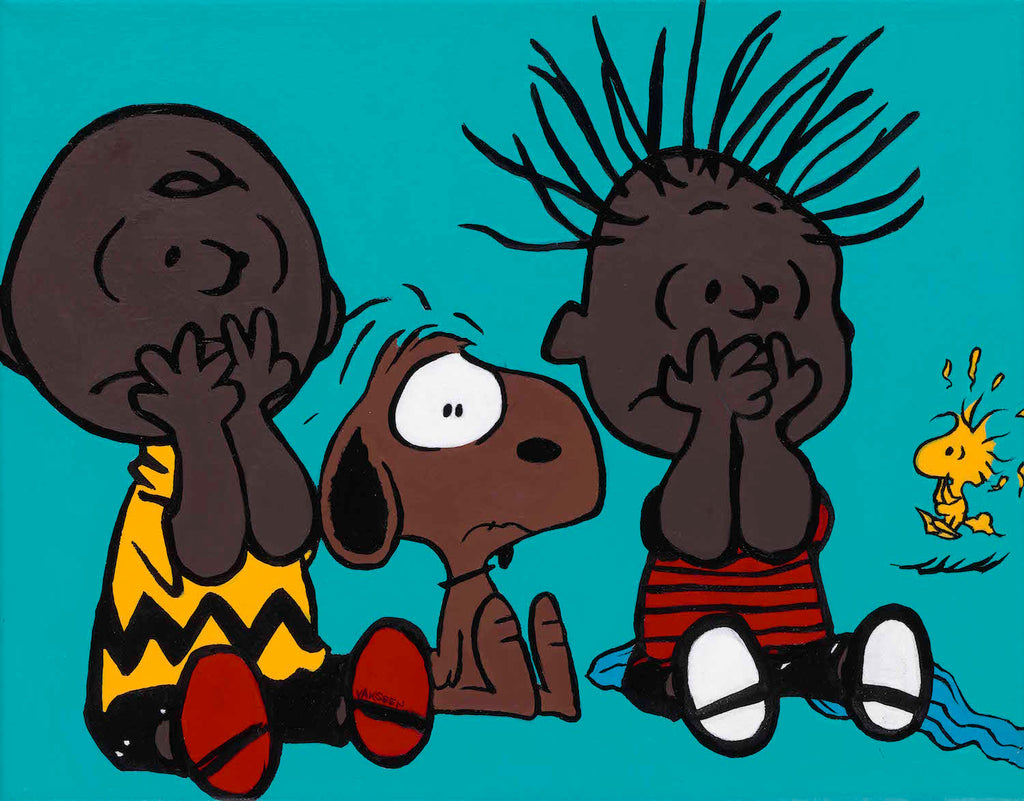 AAUGH! - FOBP - Black Charlie Brown & Snoopy portrait art