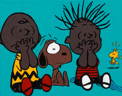Black Charlie Brown & Snoopy portrait art - Limited Edition Giclee Art Prints - Vakseen Art