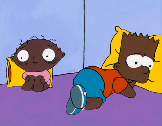 Aw, Maaan! - FOBP - Black Bart & Stewie portrait art - Original Acrylic Painting & Wall Decor - Vakseen Art