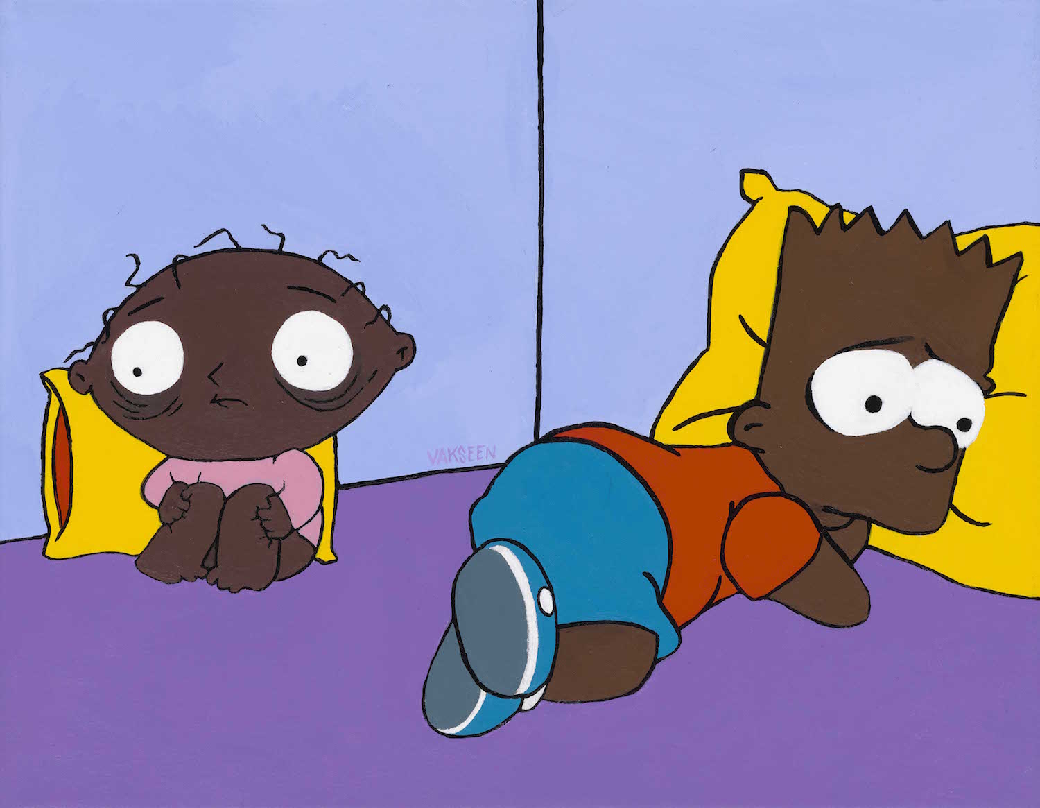 Black Bart & Stewie Griffin portrait art - Limited Edition Giclee Art Prints - Vakseen Art