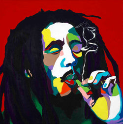 Burnin Bob - Bob Marley portrait Art - Original Acrylic Painting & Wall Decor - Vakseen Art