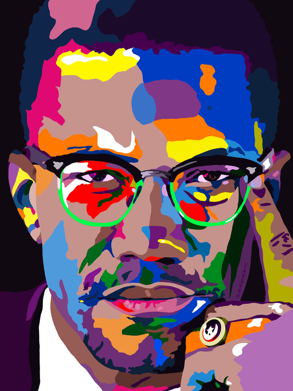 By Any Means - Malcolm X portrait art - Canvas Art Prints - Vakseen Art