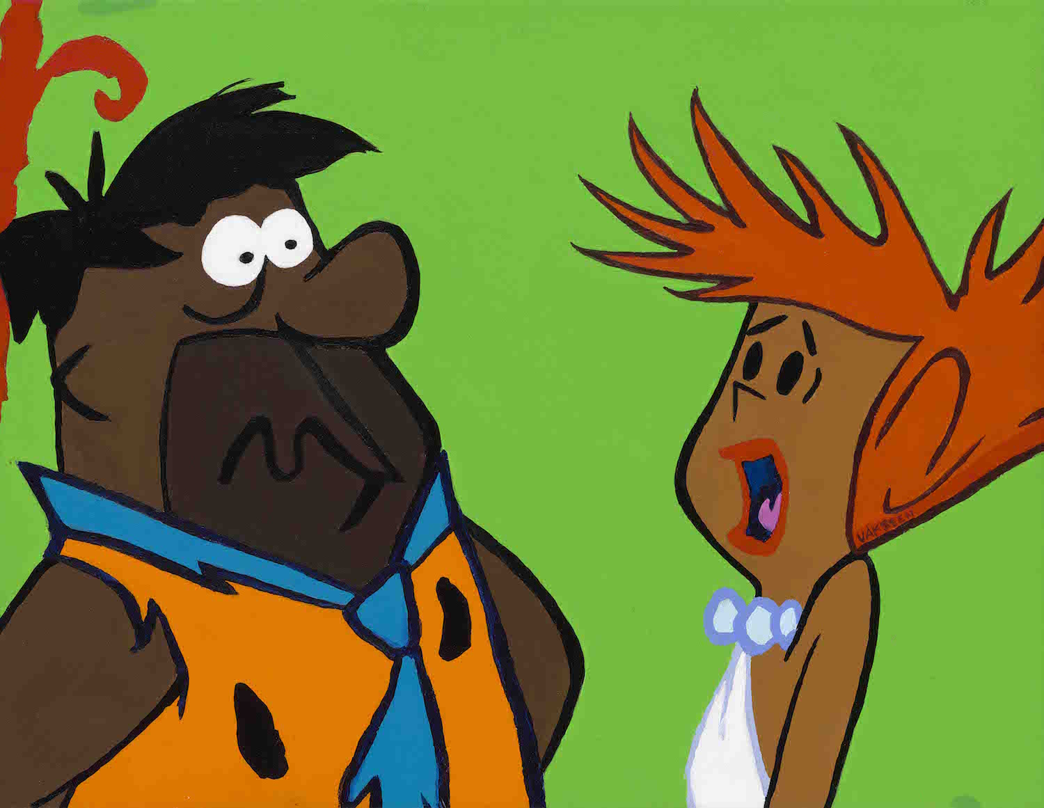 FRED!!! - FOBP - Black Flintstones - Original Acrylic Painting & Wall Decor - Vakseen Art