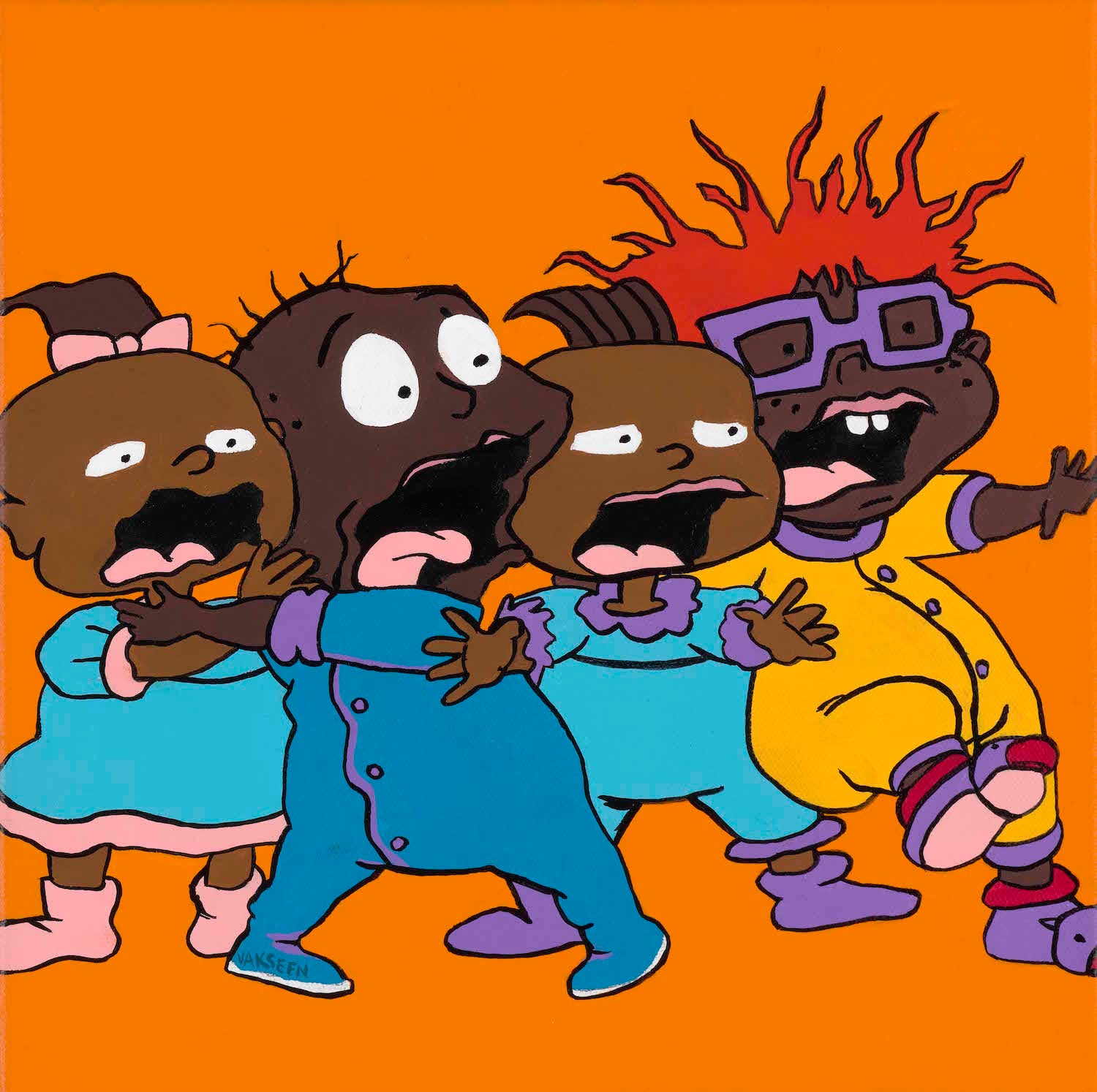 Black Rugrats portrait art - Limited Edition Giclee Art Prints - Vakseen Art