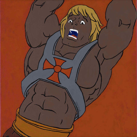 Let the Power Return! - Black He-Man portrait art - FOBP - Original Acrylic Painting & Wall Decor - Vakseen Art