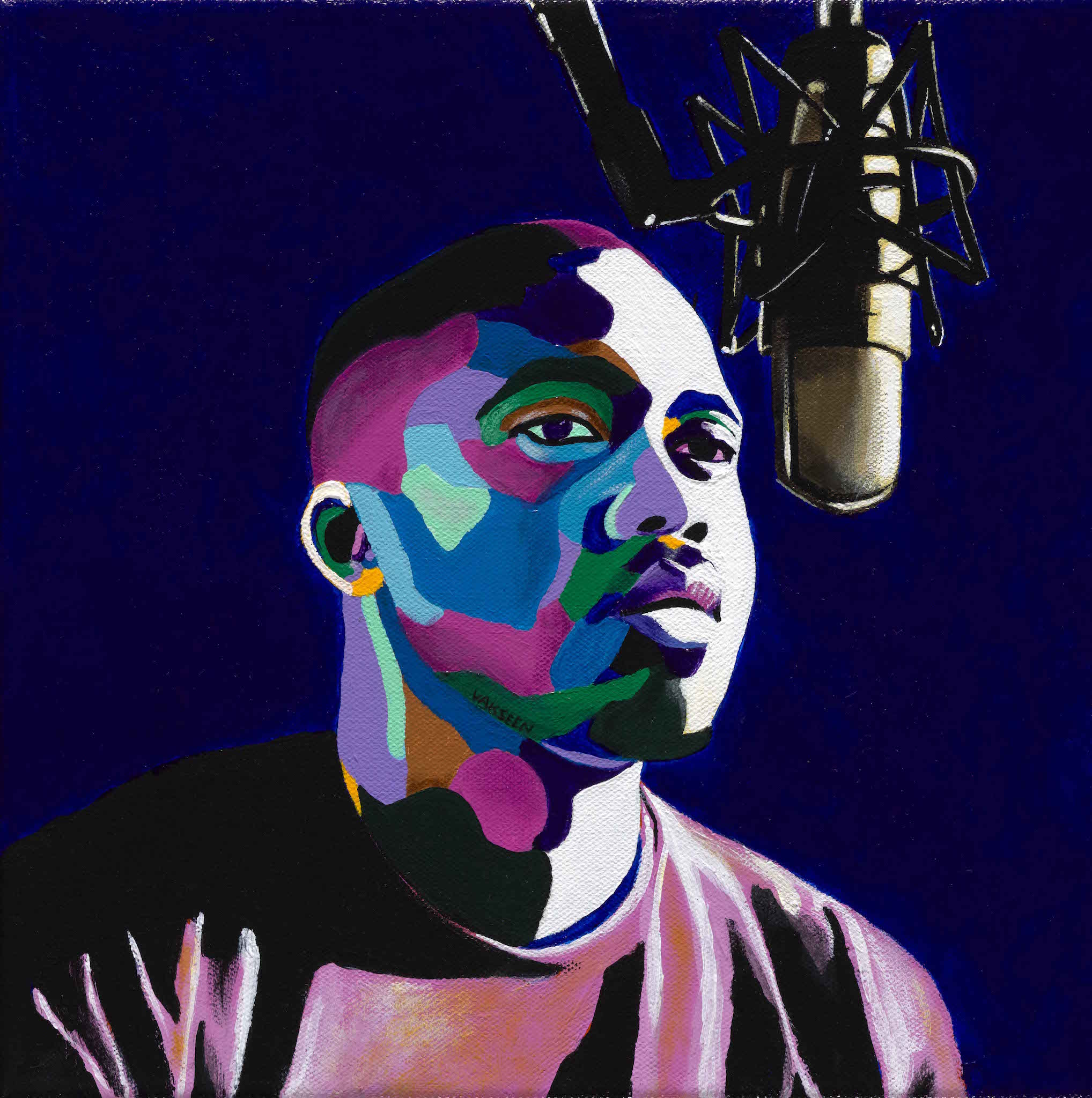 アート・デザイン・音楽 ONE DAY 10 Photographers One Mic - Nas Portrait Art - Original Acrylic Painting & Wall