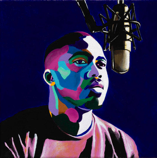 One Mic - Nas Portrait Art - Original Acrylic Painting & Wall Decor - Vakseen Art