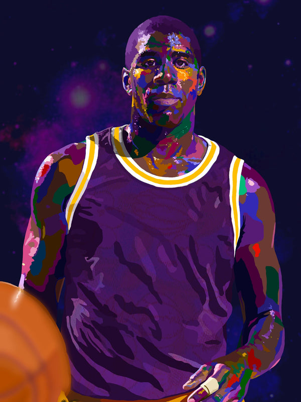 Pure Magic - Magic Johnson Portrait - Limited Edition Giclee Art Print & Wall Decor - Vakseen Art