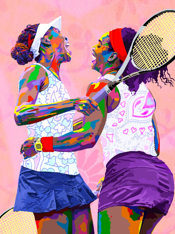 Williams Love - Venus & Serena Williams Portrait art - Limited Edition Giclee Art Print & Wall Decor - Vakseen Art