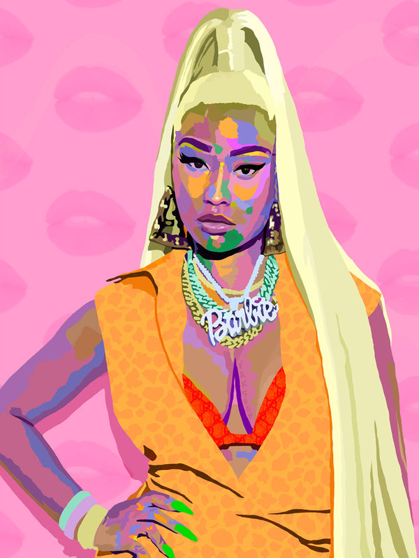 Nicki - Nicki Minaj inspired Portrait - Limited Edition Giclee Art Print & Wall Decor - Vakseen Art